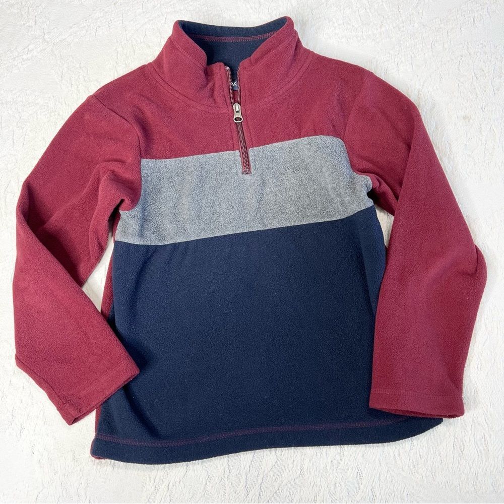 Children’s Place Boys Colorblock Fleece Half-Zip Pullover S 5/6 Burgundy Navy